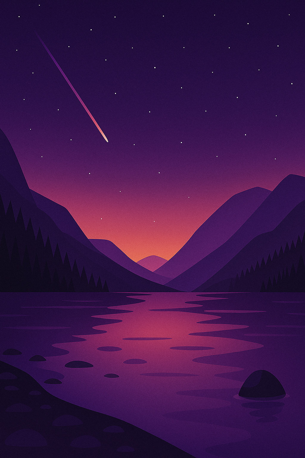 Mountain landscape with sunset